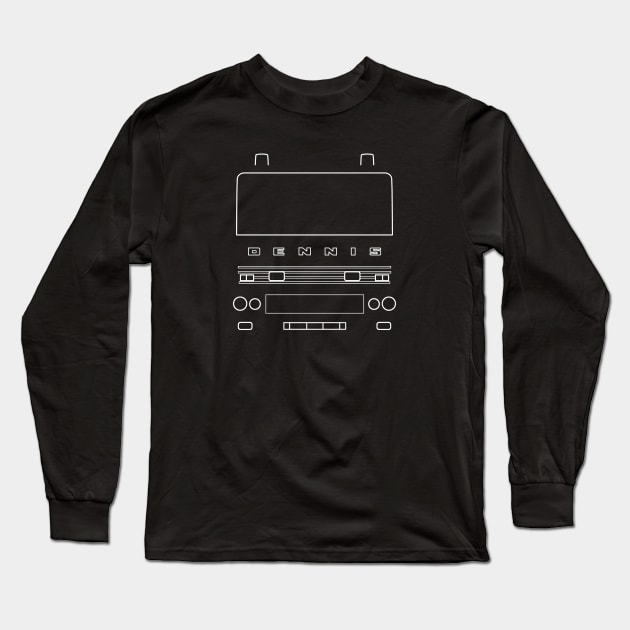 Classic Dennis fire engine outline graphic (white) Long Sleeve T-Shirt by soitwouldseem